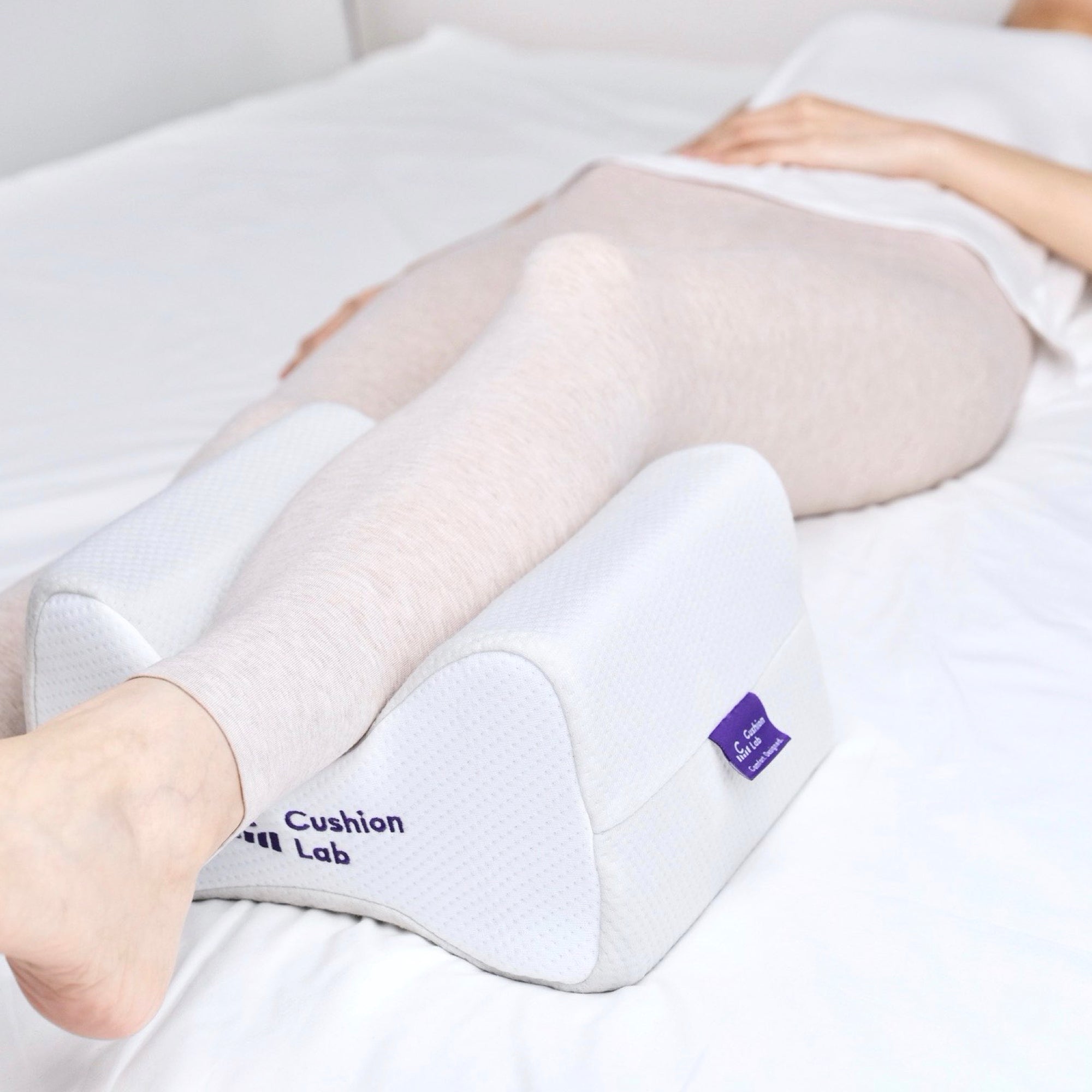 Cushion Lab Extra Dense Orthopedic Knee Pillow for Back Pain Relief, Leg Pain, Hip, Pregnancy, Sciatica & Joint Pain - Memory Foam Wedge Pillow